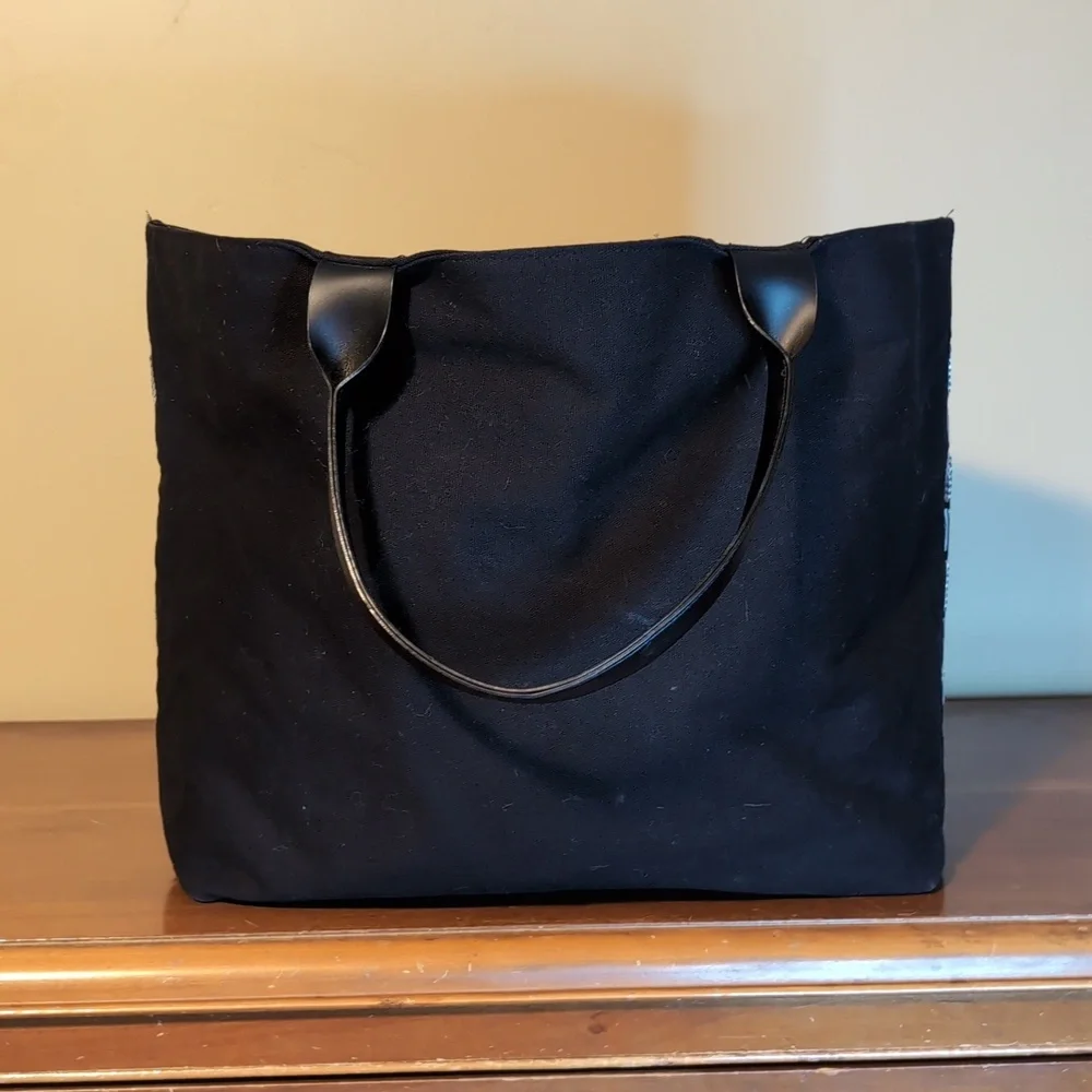 Victoria's Secret Sequin Black & Silver Classic Logo Travel Tote Zipper Top - Picture 5 of 11